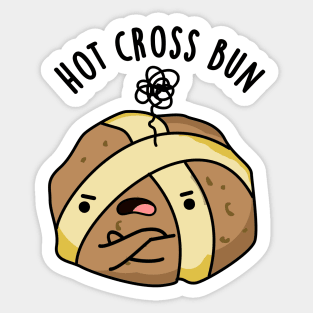 Hot Cross Bun Cute Angry Bun Pun Sticker